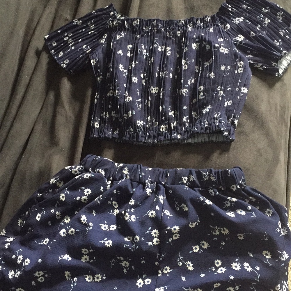 two piece shorts and top